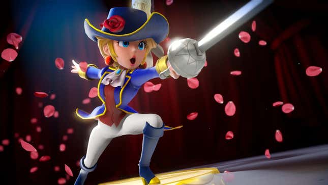 Princess Peach wields a sword.
